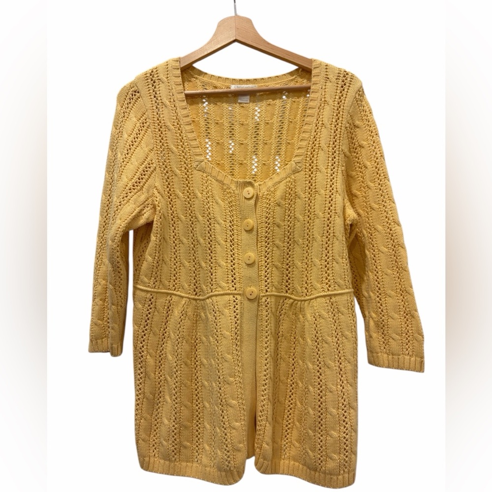 Christopher & Banks Babydoll Sunshine Yellow Cardigan Large Cottagecore Coquette